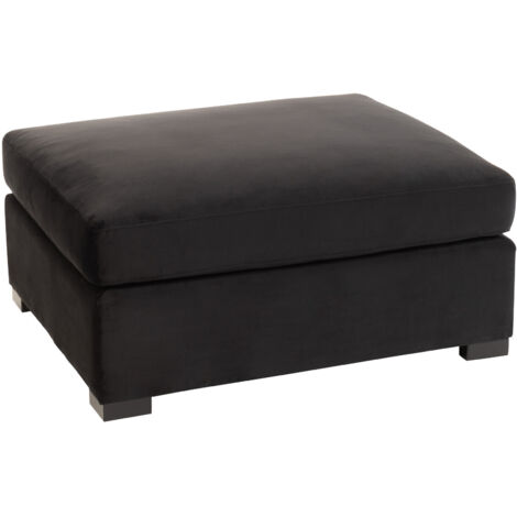 Pouf bois et velours noir Hiago