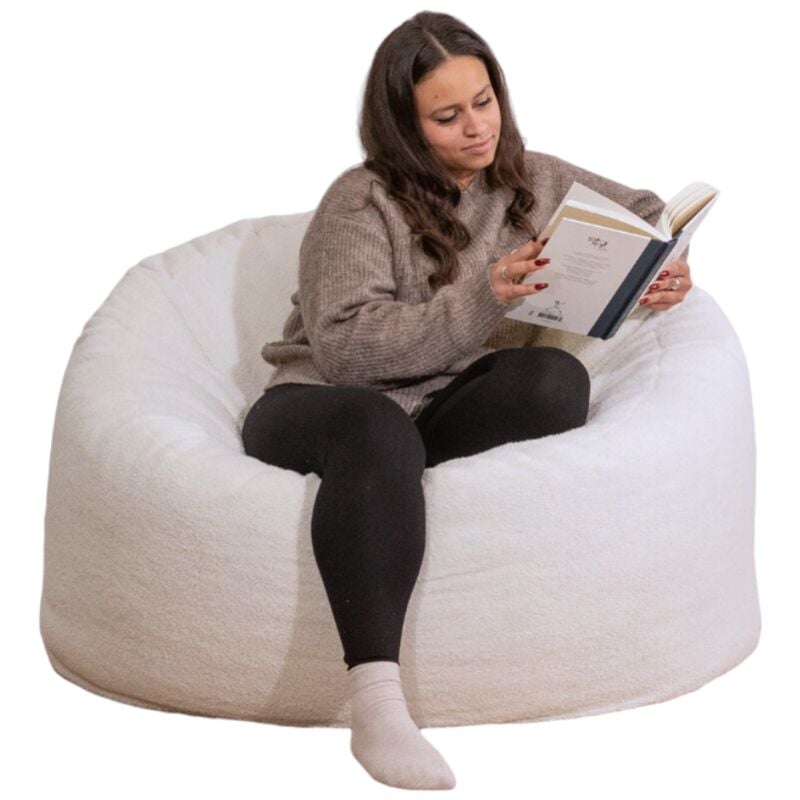 Pouf Bouclette - 100 cm Blanc cassé Bananair