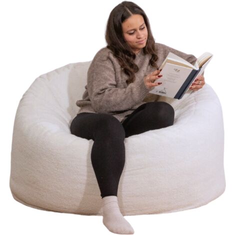 Pouf Bouclette - 100 cm Blanc cassé Bananair Fabriqué en France