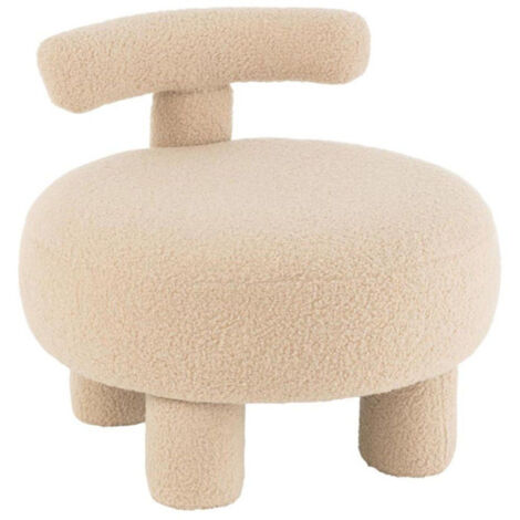 Pouf Bouclette Avec Dossier "Teddy" 52cm Beige