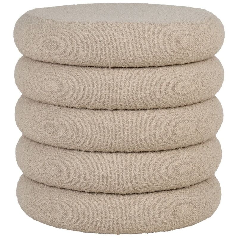Pouf Brooklyn, MDF, Bois, Mousse, Polyester, Beige, 44x44x44 cm