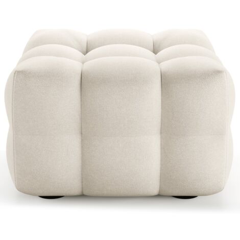 Pouf capitonné en tissu bouclé beige - Cester