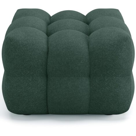Pouf capitonné en tissu chenille vert - Cester