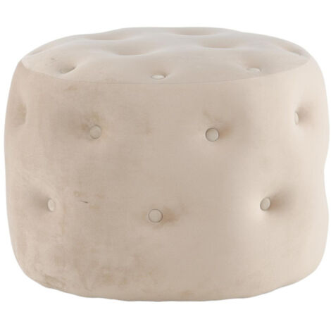 Pouf Capitonné en Velours "Benjamin" 55cm Beige