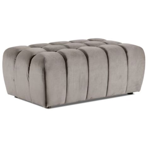 Pouf capitonné LARKO velours-Beige clair