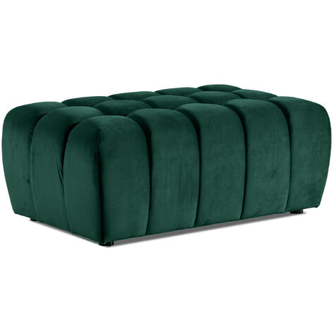 Pouf capitonné LARKO velours-Vert foncé