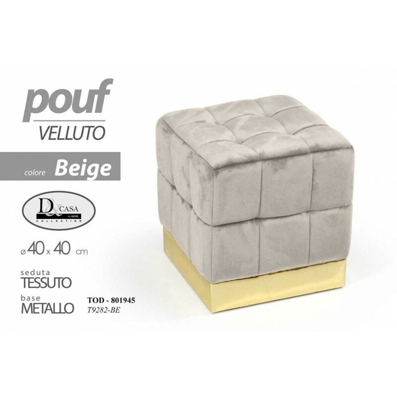 Webmarketpoint - Pouf carré beige meuble moderne cm 40 assise ou repose pieds