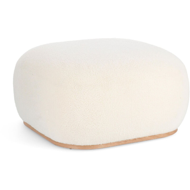 Pouf carré bouclette blanc ivoire L68 - stratus