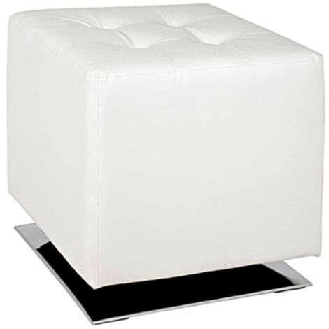 Pouf Carré Design "Hava" 42cm Blanc