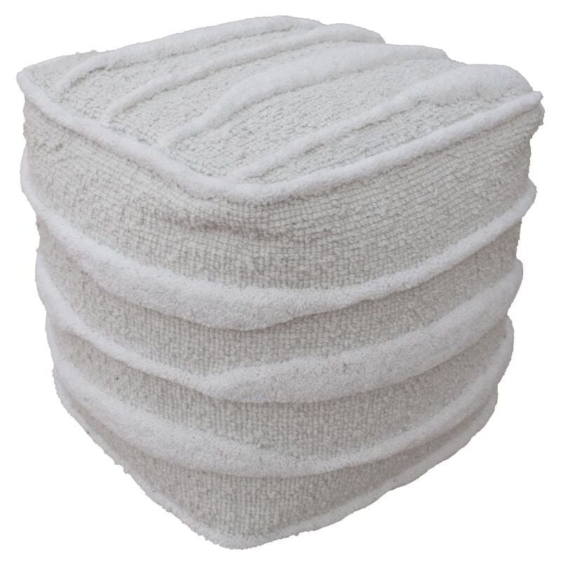 Pouf carré en laine tufté ivoire lestario