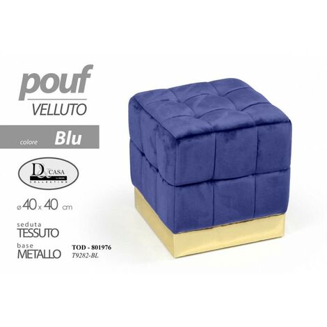 Pouf carré en velours cm 40 pouf bleu