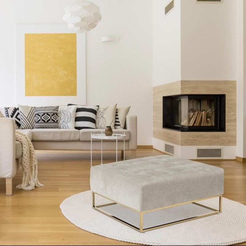 Pouf carré Hudson Tissu Beige