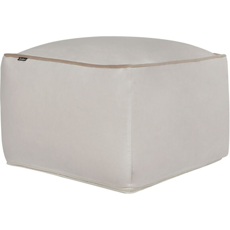 Pouf Carré Moderne Rembourrage Billes eps en Velours Beige Clair Dareyn