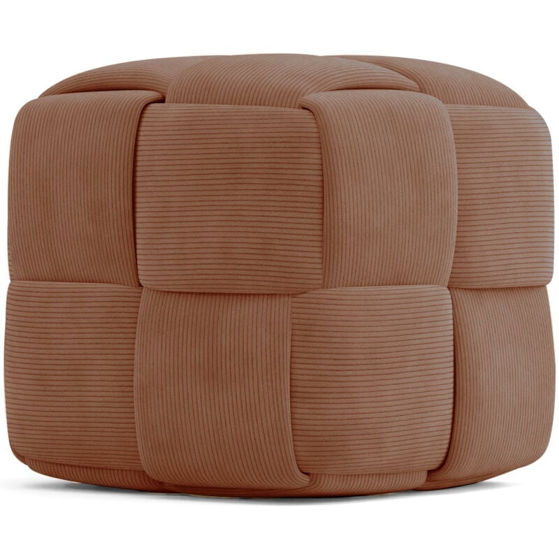 Pouf Carré Tapissé en Velours Côtelé - Design Moderne - Cube Taupe