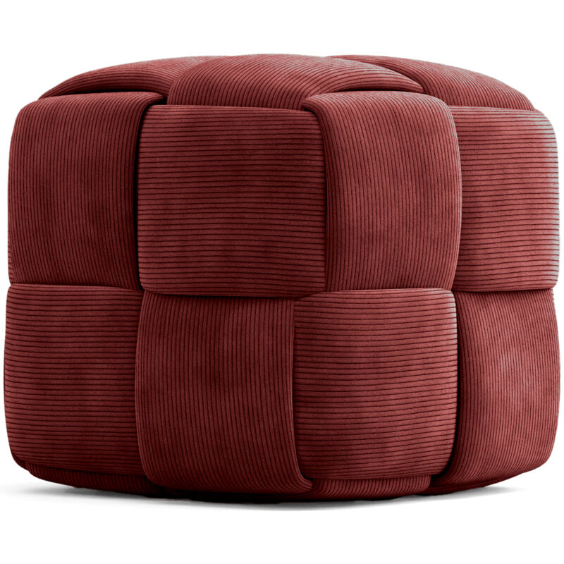 Privatefloor - Pouf Carré Tapissé en Velours Côtelé - Design Moderne - Cube Vin