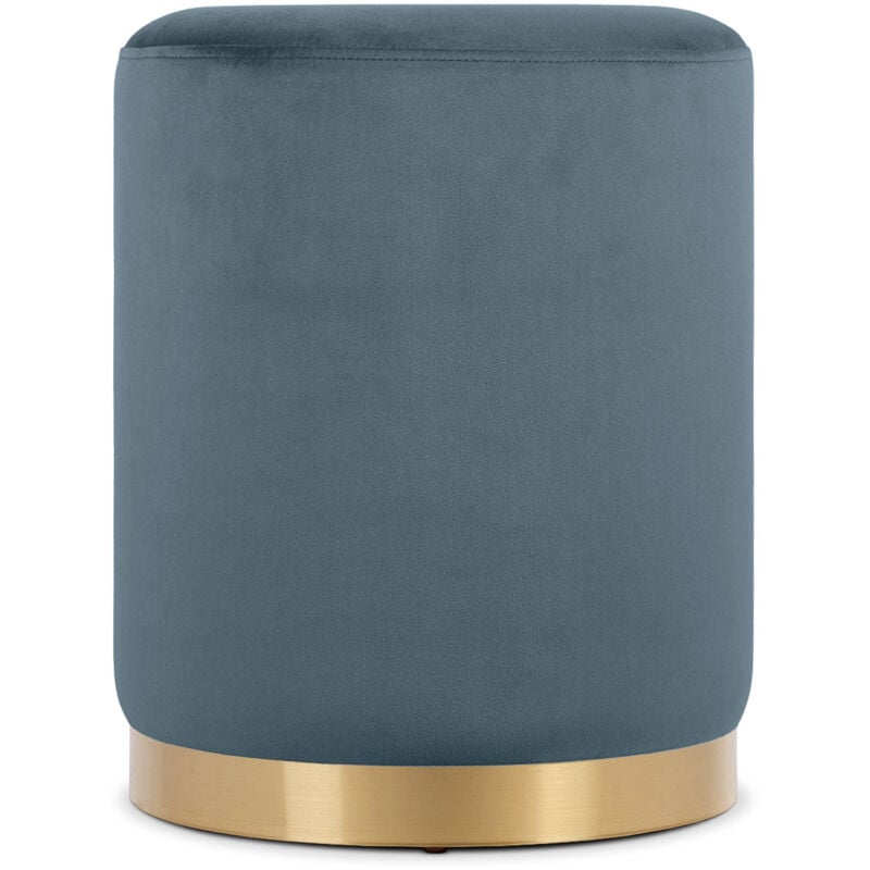 Pouf charlotte i Velours bleu céladon et Métal Doré