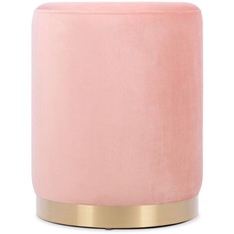 SICAAN Pouf CHARLOTTE I Velours Rose poudré et Métal Doré