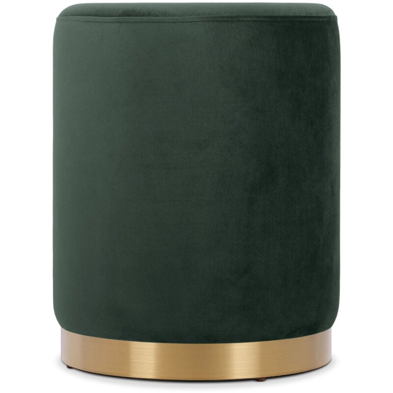 Pouf charlotte i Velours Vert sapin et Métal Doré