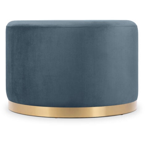 SICAAN Pouf CHARLOTTE II Velours bleu céladon et Métal Doré