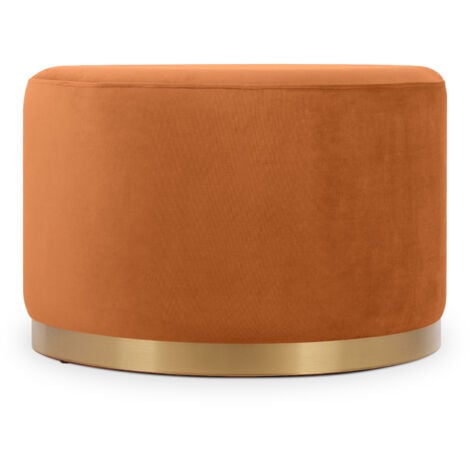 SICAAN Pouf CHARLOTTE II Velours Orange brûlée et Métal Doré