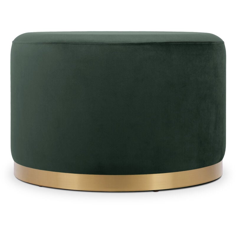 Pouf charlotte ii Velours Vert sapin et Métal Doré