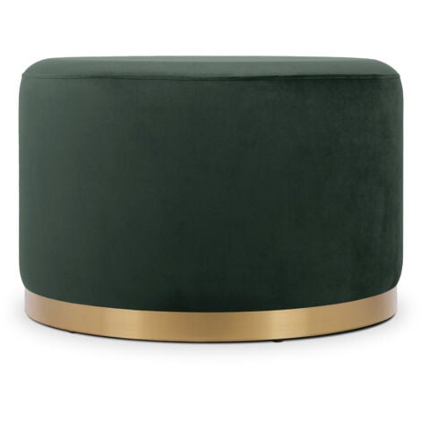 SICAAN Pouf CHARLOTTE II Velours Vert sapin et Métal Doré