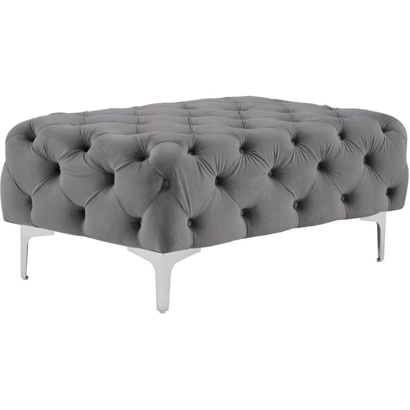 Pouf chesterfield en velours anthracite EDWINA