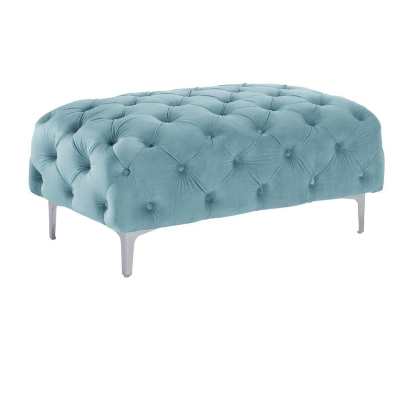 Pouf chesterfield en velours bleu pastel edwina