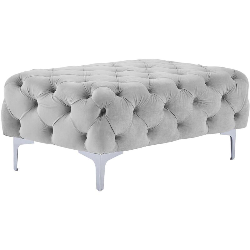 Vente-unique - Pouf chesterfield en velours gris clair edwina Vente-unique - Pouf chesterfield en velours gris clair edwina