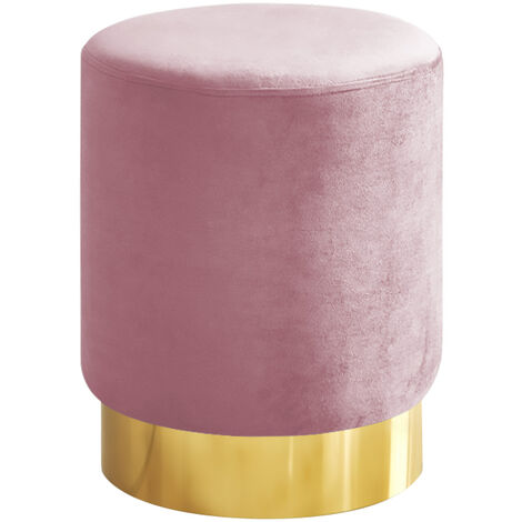 Pouf Cilindro Poggiapiedi Camera Design Pouff Cameretta Con Base Dorata  Salotto In Velluto Sgabello Rosa Antico