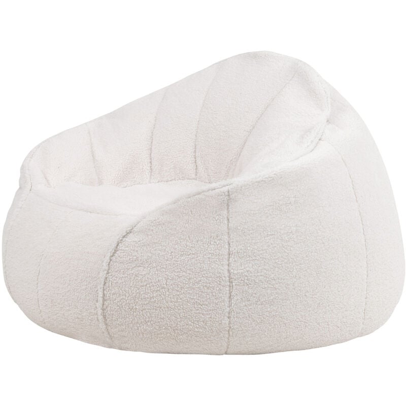Pouf Fauteuil en Sherpa, xl Poufs de Salon, Chaise pour Chambre, Ecru, oeko-tex - Icon