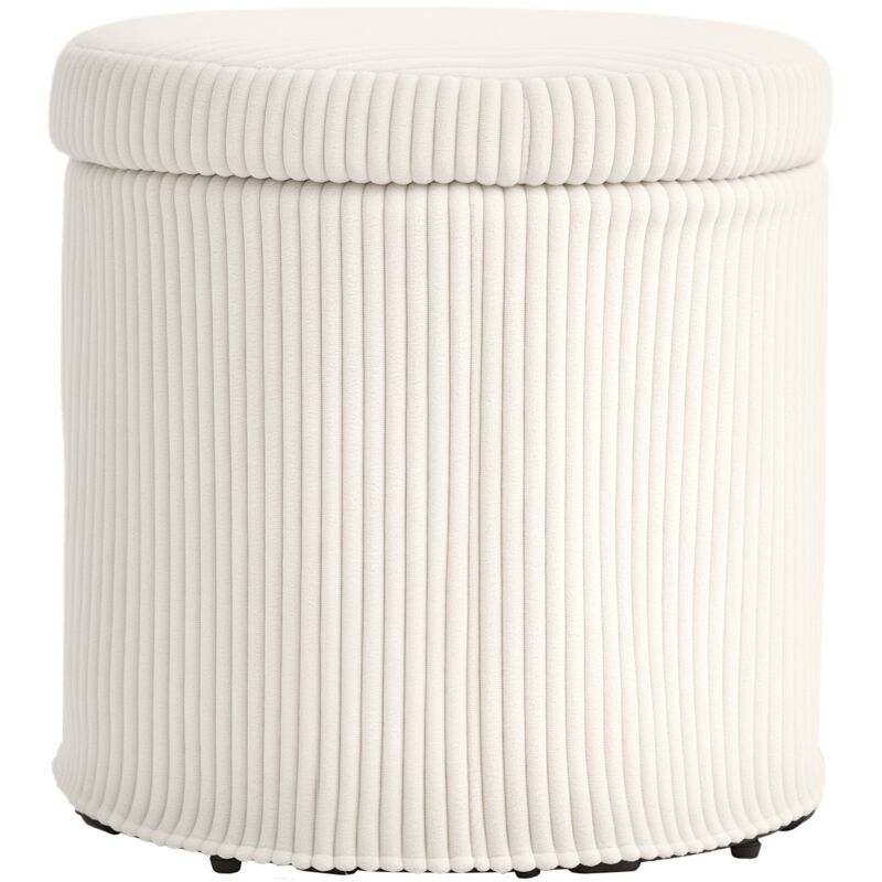 Homcom - Pouf coffre 32L max. 120 Kg velours côtelé beige clair