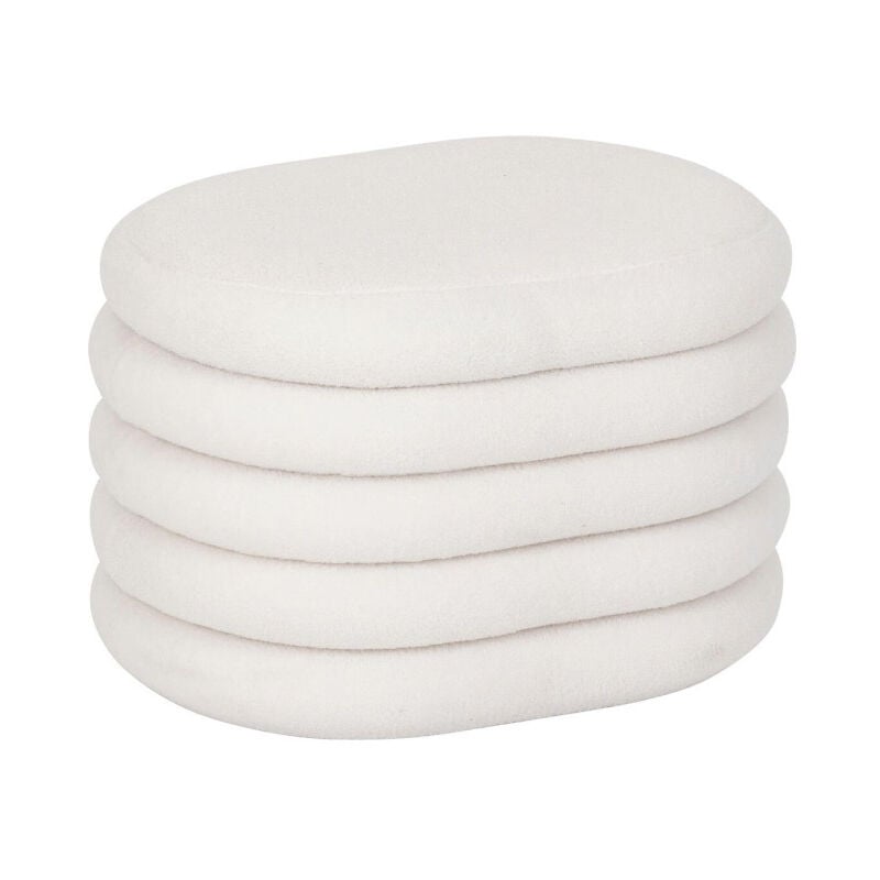 Atmosphera - Pouf Coffre Bouclette 'Giulia' 59cm Blanc
