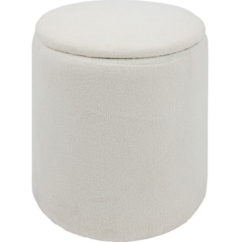 Atmosphera - Pouf coffre bouclette Kaydi blanc D35cm créateur d'intérieur