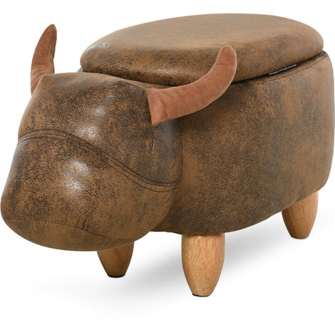 Pouf coffre buffle SEVILLE marron daim vieilli