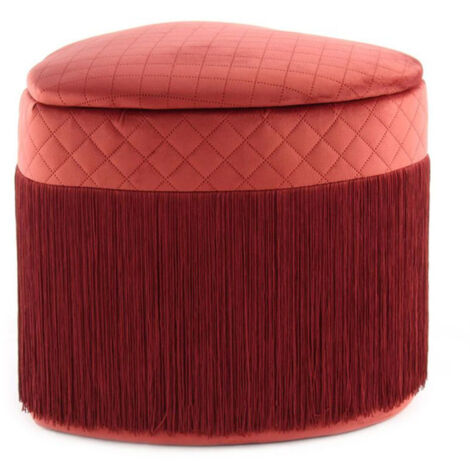 Pouf & Coffre de Rangement avec Franges "Paola" 48cm Bordeaux