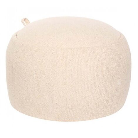 Pouf coffre de rangement en bouclette, coloris beige - Diamètre 60 x Hauteur 40 cm