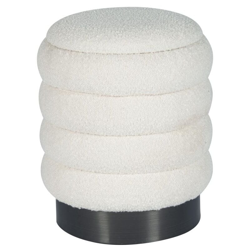 Vente-unique - Pouf coffre de rangement en tissu bouclette blanc esdalo