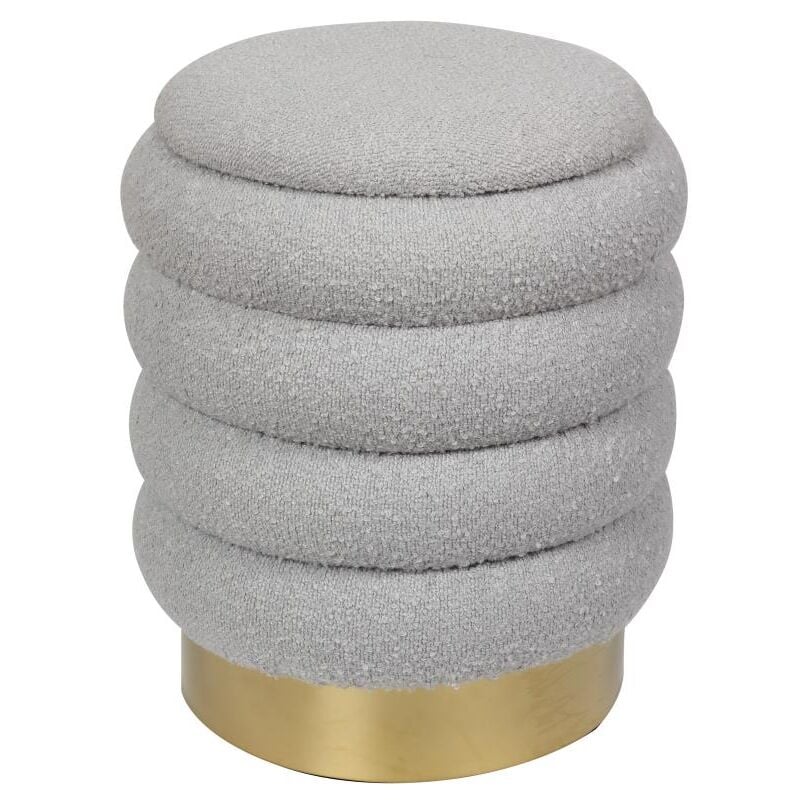 Vente-unique - Pouf coffre de rangement en tissu bouclette gris esdalo