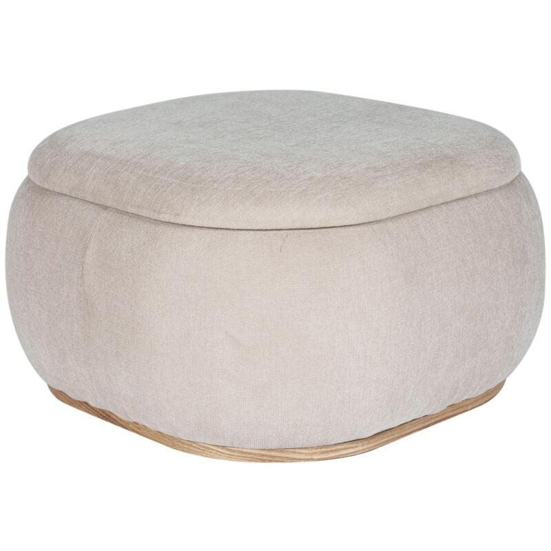 Vente-unique - Pouf coffre de rangement en tissu texturé beige tinetia