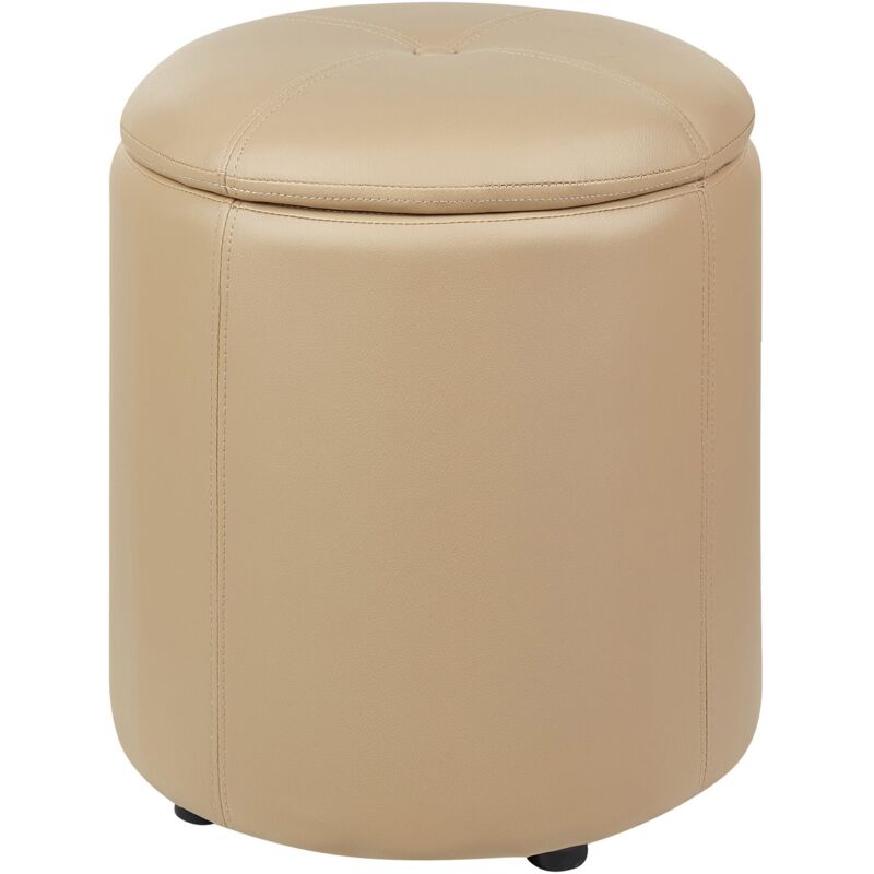 Pouf Coffre de Rangement Glamour 40 x 38 cm en Cuir pu Beige Maryland