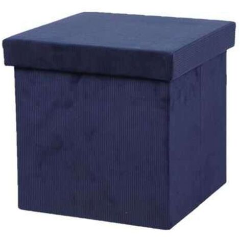 Pouf coffre de rangement pliant en velours côtelé KUBE
