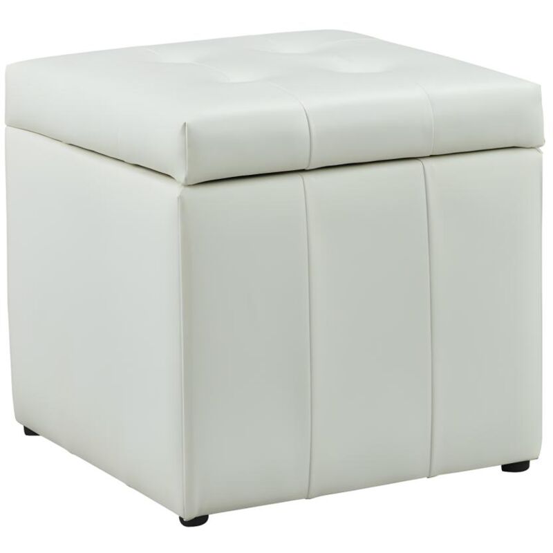 Pouf coffre de rangement serafino en simili - Blanc