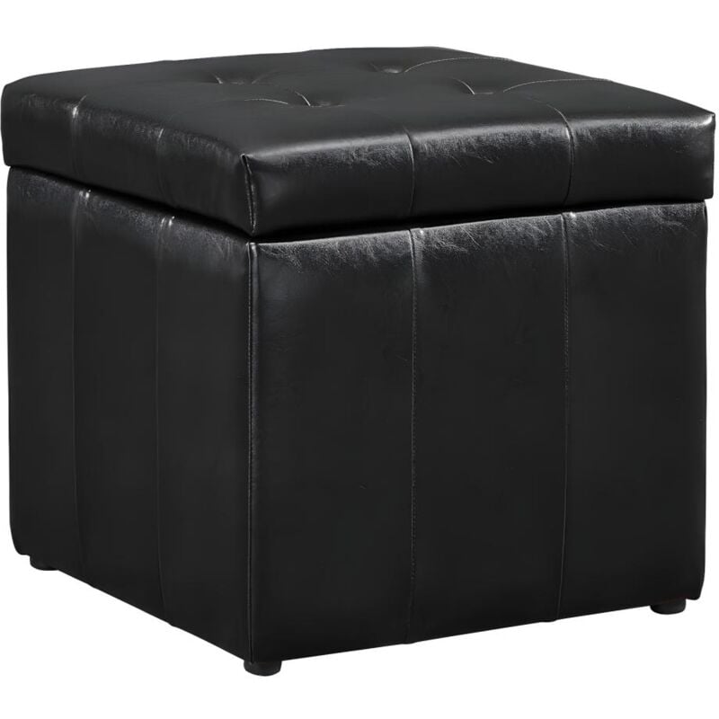 Pouf coffre de rangement serafino en simili - Noir