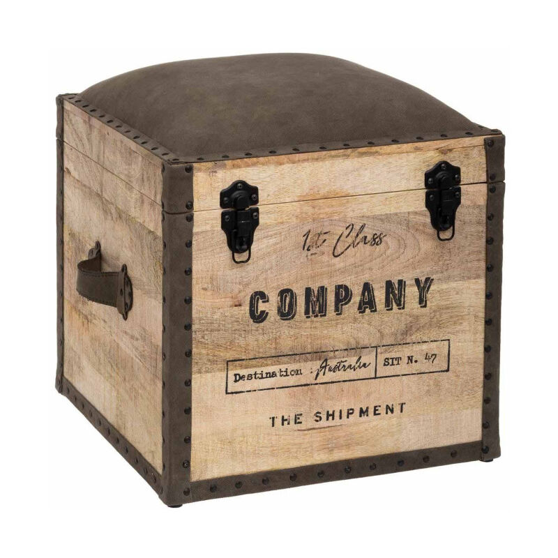 Pouf Coffre de Rangement 'Shipment' 49cm Naturel