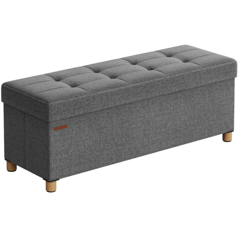 Pouf coffre de rangement tabouret avec repose-pieds pliable banc avec rangement 38 x 38 x 40 cm pour salon chambre gris