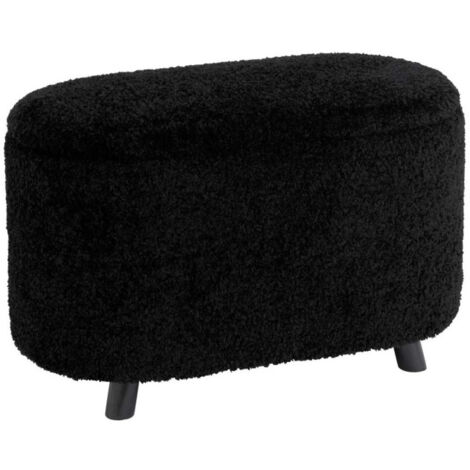 Pouf & Coffre de Rangement "Teddy" 80cm Noir