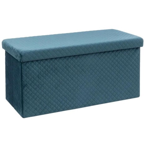 Pouf coffre de rangement velours noir - 37.5x37.5x37.5cm