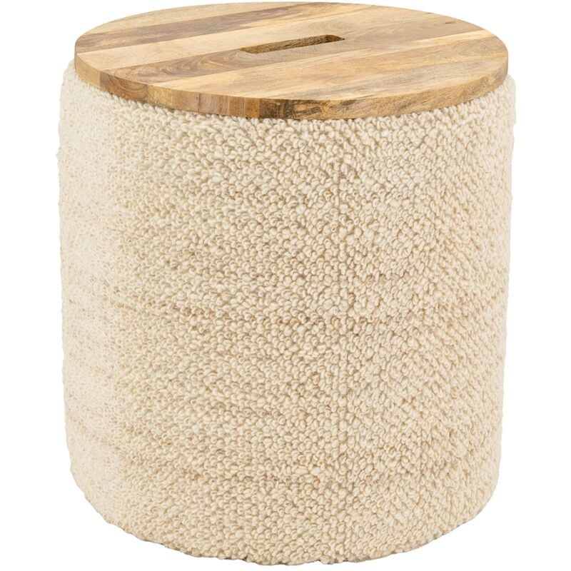 Pouf / coffre en laine et manguier