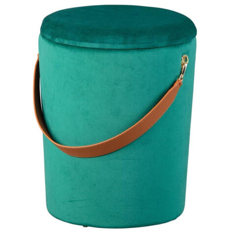 Pouf Coffre en Velours à Sangle "Yola" 45cm Vert